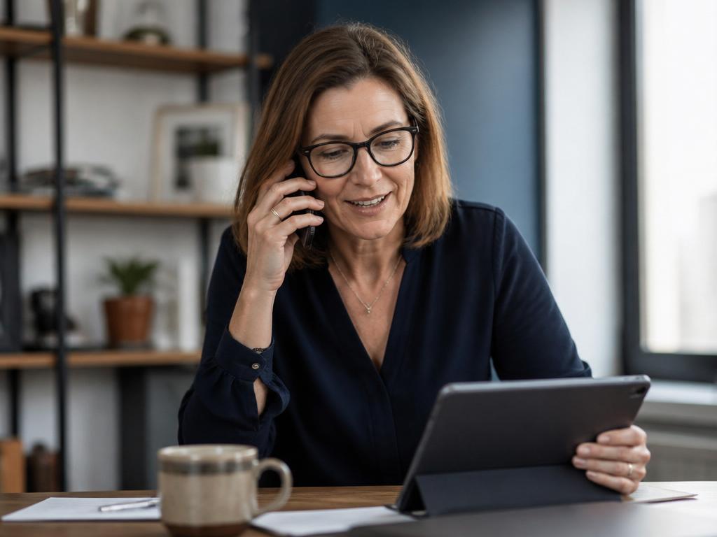 Advisor on a phone call reviewing funding options on a tablet